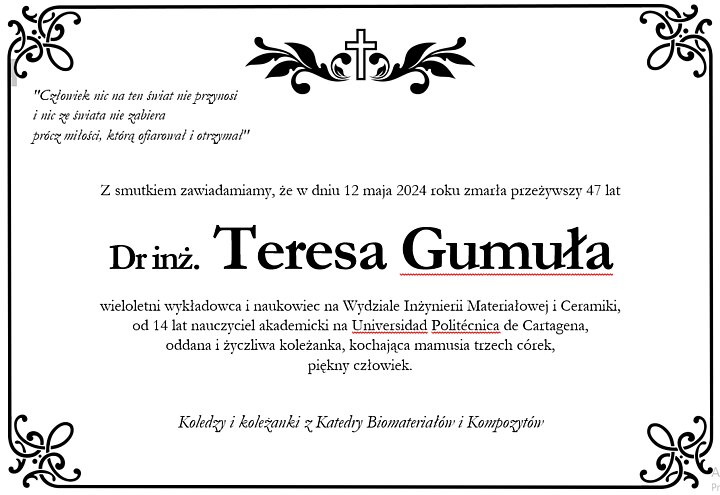 Dr inż. Teresa Gumuła