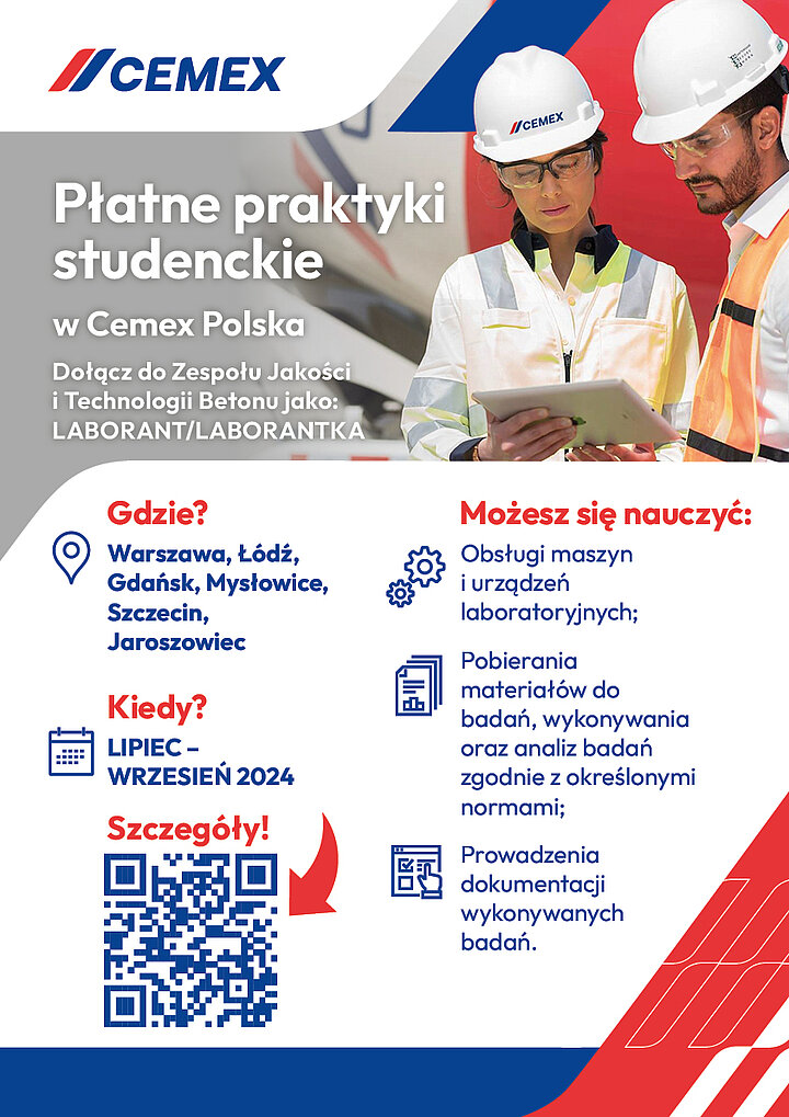 Program Letnich Płatnych Praktyk w CEMEX Polska: Laborant / Laborantka 