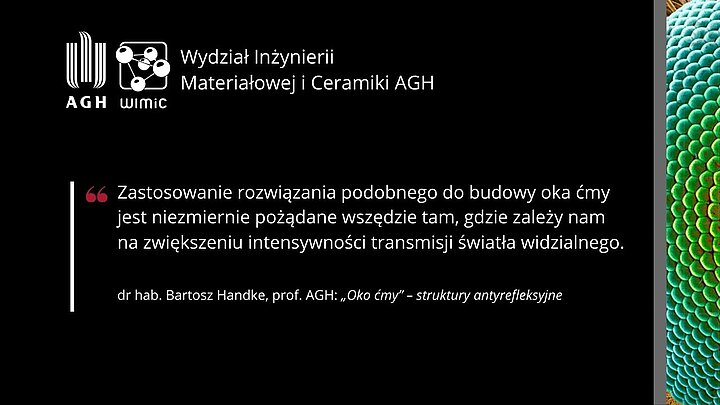 „Oko ćmy” – struktury antyrefleksyjne, dr hab. Bartosz Handke, prof. AGH