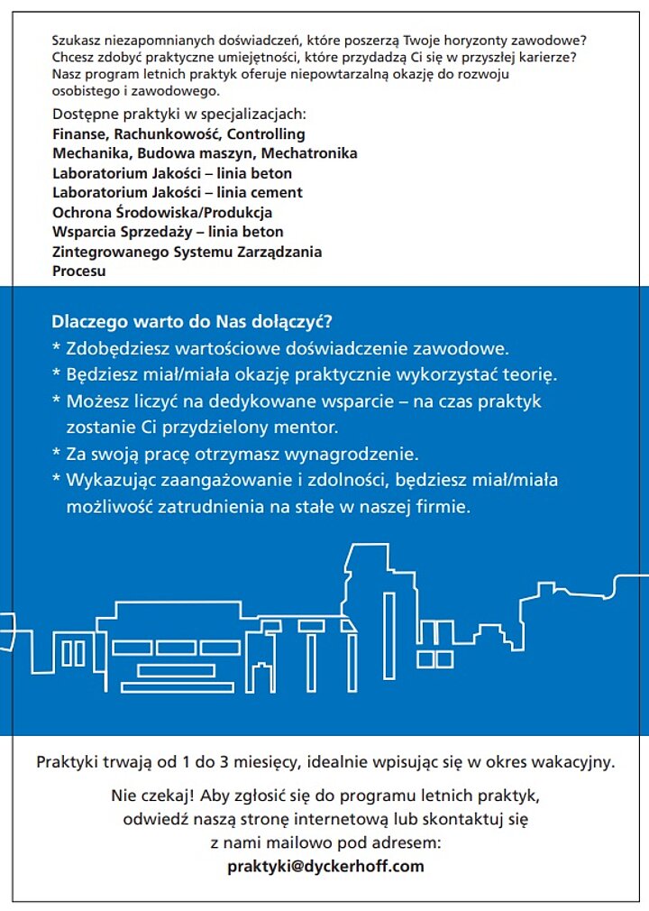 Letnie praktyki w Dyckerhoff Polska